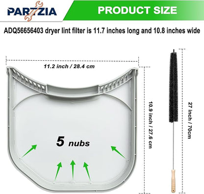 ADQ56656403 Dryer Lint Filter Replacement for LG Dryer & WashTowers, Durable Dryer Lint Screen Trap with Dryer Vent Lint Brush - Replaces ADQ56656403 AP4457244 1462822 AP7012980 PS16546780