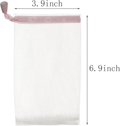 40PCS Exfoliating Soap Mesh Saver Pouch Bag and 3 PCS Transparent Hook and 5 PCS Transparent Spring Cord Plastic Lock for Shower Face Washing,Easy to Bubble and Store Small Soap