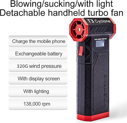 T3 Compressed Air Duster-138000RPM High-Speed Electric Air Duster,4-Gear Adjustable Air Blower for ComputerPC,Keyboard,Car,Home Cleaning