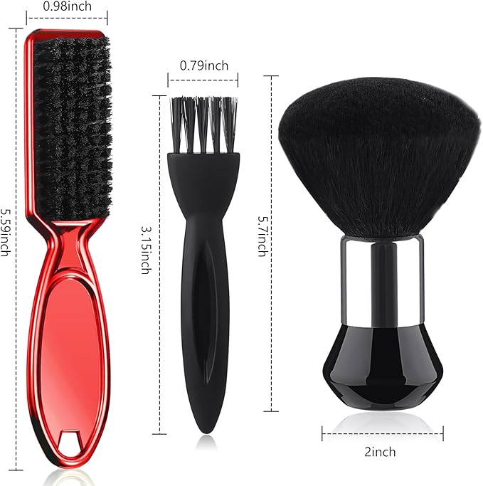 Patelai 3 Pieces Neck Duster Brush Barber Hair Blade Clipper Soft Nylon Trimmer Shaver Razor Cleaning with Storage Bag for Hair Styling(Red)