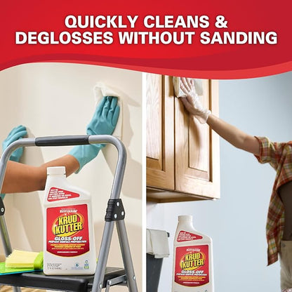 Krud Kutter Gloss-Off Prepaint Surface Preparation Cleaner, 32 oz, No Sanding Liquid Deglosser for Cabinets, Trim, Doors and Furniture, Removes Dirt Grease and Gloss for Paint Adhesion