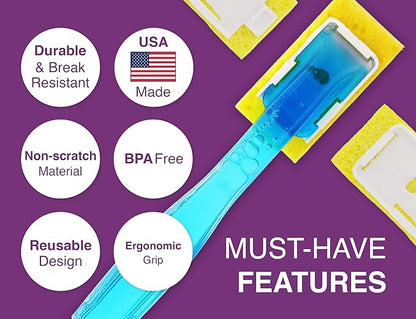 Arrow Home Products Dish Sponge w/Soap Dispenser Handle & 2 Refill Sponges - Fillable Dish Wand for Quick, Convenient Cleaning - Made in USA - Easy to Refill, Built-In Scrubber, For Dishes & Pans