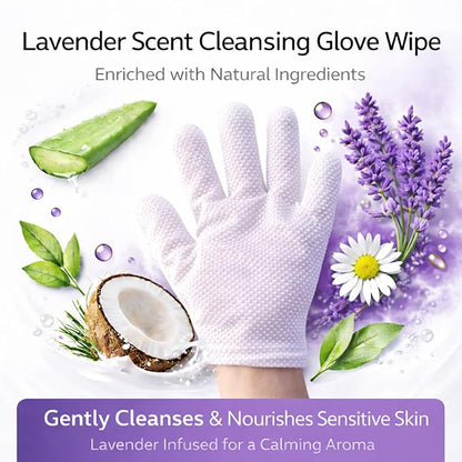 Aurora Pet Glove Wipes for Dogs & Cats, Wearable No-Rinse Grooming Glove Wipes for Paws, Face, Ears & Body, Hypoallergenic Disposable Pet Cleaning Wipes, Lavender Scented, 24 Count