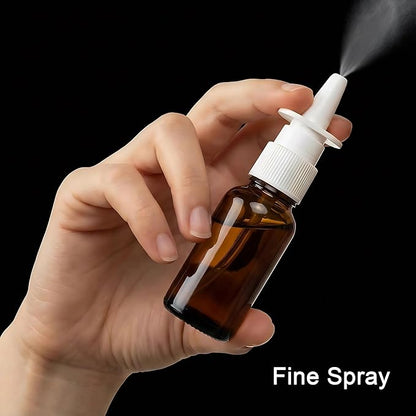 6 Pack 30ml (1oz) Amber Glass Nasal Spray Bottle, Empty Refillable Glass Nasal Sprayers Mist Bottles with Funnels, Dispensing Container with White Pump Sprayer (30ml(6pcs))