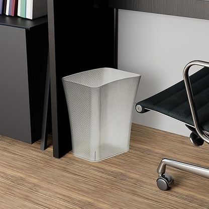Clorox Textura Slim Trash Can - 3.1 Gallon Small Waste Basket for Narrow Spaces - Skinny Plastic Garbage Bin for Bathroom, Bedroom, or Office, Clear Frost