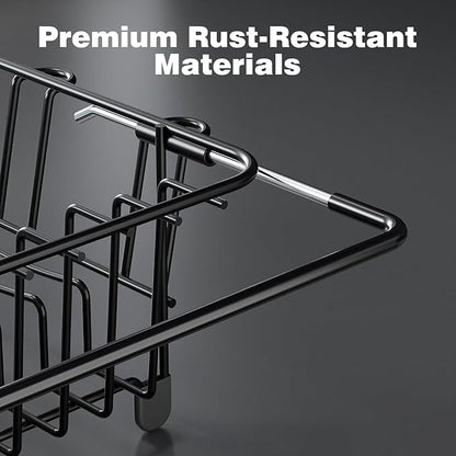 Dish Drying Rack in Sink: Expandable, 3-Slot Utensil Holder, Anti-Slip Handle. Small Dish Rack: Ideal for Small Households. Kitchen Drying Rack: Black