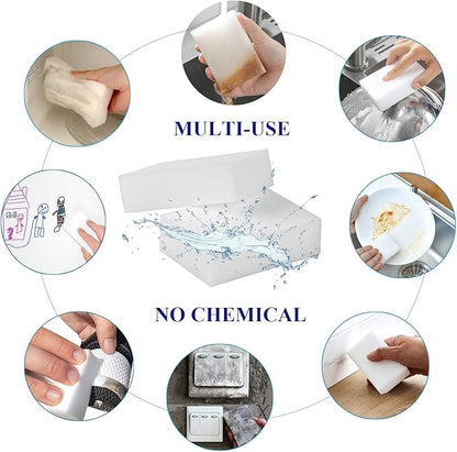 Magic Sponge Eraser, 50 Pack Melamine Sponge Sheets Foam in Bulk, All-Purpose Large Kitchen Dish Cleaning Pads, White Nano Scrub Non-Scratch Cleaner for Household, Bathroom, Wall