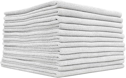 The Rag Company - The Edgeless Pearl - Professional Microfiber Detailing Towel for Ceramic Coating, Leveling & Sealant Removal, Scratch-Free & Tagless, 320gsm, 16x16 inches, Ice Grey - 12-Pack