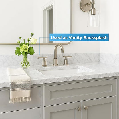 Bathroom Vanity Sink Backsplash/Sidesplash (Carrara Marble, 4" x 22")