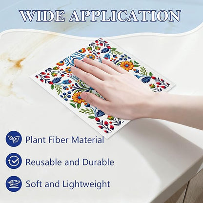 5 Pack Mixed Fiesta Floral Cinco De Mayo Kitchen Dishcloths Dish Towel, Dish Towels for Kitchen, Swedish Dishcloth Colorful Flower, Paper Towels Reusable, Dish Cloth Towel Cleaning for Home