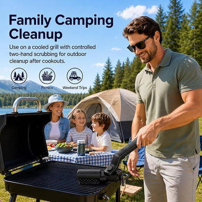 Electric Grill Brush, Cordless BBQ Cleaner for Gas, Charcoal and Smoker Grates, 3 Speed 300 to 400 RPM, 90 Min Runtime, 180 Degree Adjustable Head, Type C Rechargeable