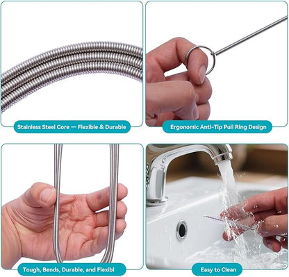 2 Pack 120 Inch Flexible Drain Brush, Sunroof Drain Cleaning Tool for Ice Maker, Refrigerator & AC Drain Line