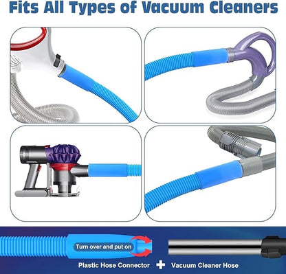PetOde Dryer Vent Cleaner Kit, Flexible Dryer Lint Vacuum Attachment Compatible with Most Vacuum Cleaner, Blue
