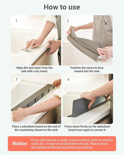 DEARCUS Kitchen Sink Splash Guard 23 Inch - Soft Silicone Water Shield Keeps Clothes & Countertops Dry, Strong Suction Non-Slip, No More Wet Sleeves or Sore Arms - Dishwasher Safe (Deep Gray)