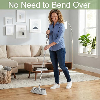 Indoor Soft Bristles Angle Sweeping Broom with Long Handle for Kitchen Hardwood Floor Cleaning