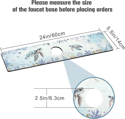 Sink Faucet Absorbing Mat, 2 Pack Drying Mat Around Faucet Sink Splash Guard Behind Faucet Sinkmat For Kitchen Bathroom Island Rv 24 * 5.5 Inch (60 * 14 cm)