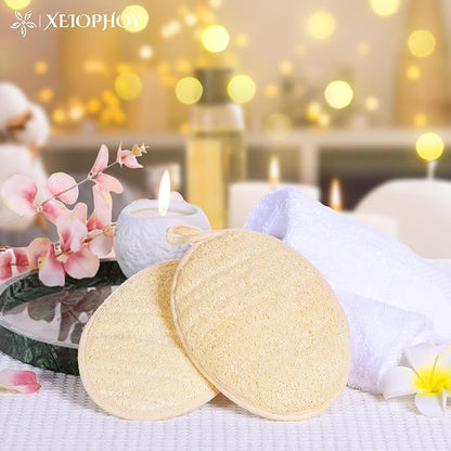 2PCS Natural Exfoliating Loofah Body Scrubber, Premium Loofah Exfoliating Body Scrubber for Bath, Made with Natural Shower Loofah Sponge, Shower Exfoliator for Women and Men