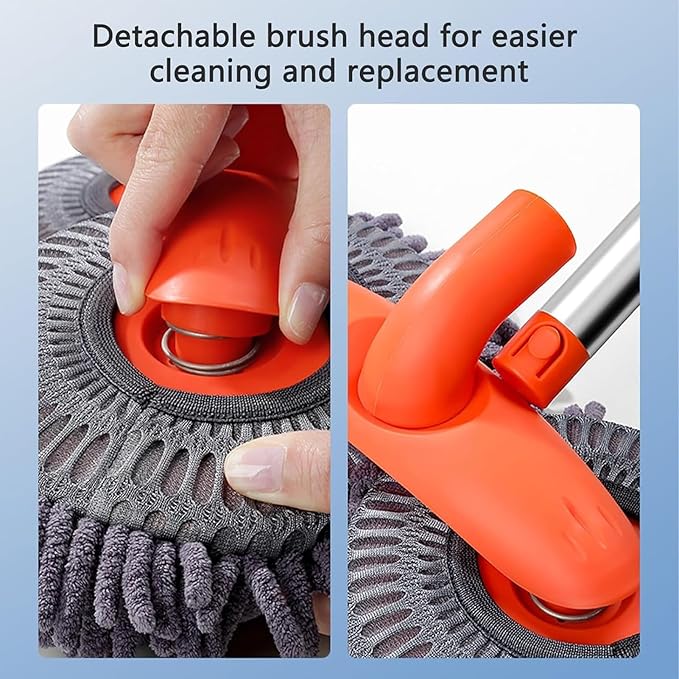 Car Wash Brush with Long Handle, Adjustabe Microfiber Car Wash Mop with Long Handle, Car Cleaning Kit Brush Duster, Scratch Free Cleaning Tool for Cars, Window, Truck Orange