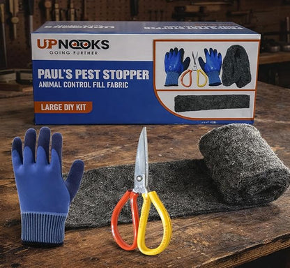Fill Fabric Rust Proof Stainless Steel Wool Poly Fiber, Large DIY Kit, 1 4in. x 5ft. Roll, Quality Gloves, and Quality Scissors Fill Gaps/Holes