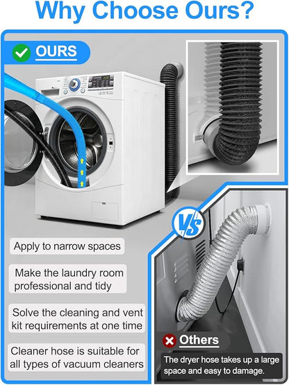 Dryer Vent Hose and Cleaning Kit,Dryer Vent Cleaner Kit,Dryer Vacuum Hose Attachment with Dryer Lint Brush and Dryer Cleaning Hose,Dryer Duct Cleaning Kit,Dryer Lint Cleaner,Dryer Vent Kit,Dryer Vent