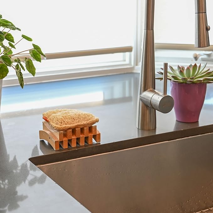 All Natural Loofah Kitchen Sponges (3 Pack) - Eco Friendly - Compostable & Biodegradable - Natural Sponges for Dishes (Paper Bag Packaging)