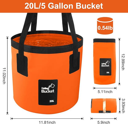 5 Gallon Bucket for Cleaning, Collapsible Mop Bucket Wash Basin Foldable Car Wash Buckets for Fishing Shower Travel, Portable Water Storage Containers for Household RV Essentials and Beach Supplies