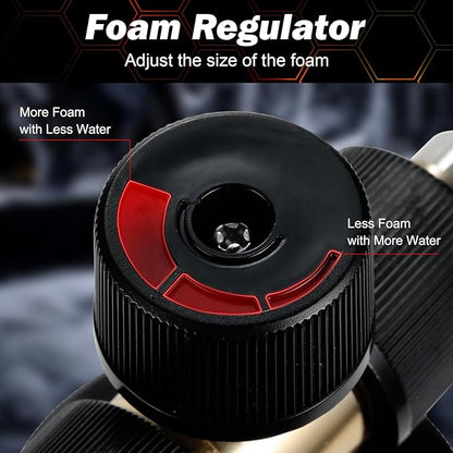 Foam Cannon for Pressure Washer, with Foam Cannon Dual Connector, Double Tip Attachment for Pressure Washer Soap Cannon, 5 Power Washer Nozzle Tips, 1/4” Quick Connect, 4000 PSI Foam Sprayer