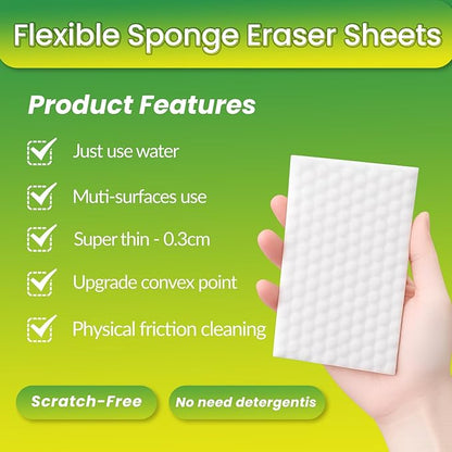 80pcs Magic Sponge Eraser Sheets, 0.3cm Thickened Upgrade Convex Point Melamine Foam Sheet Erasers Bulk for Shoes Wall Bath Shower Sink Glass Kitchenware Door Cleaning Sponge Wipes Sheet Thin Cleaner