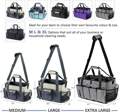 XL Professional Cleaning Caddy for Cleaning Suppliers, 17" Wearable Cleaing Bag for Housekeepers, Cleaning Organizer, Detailing Bag