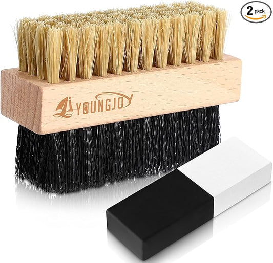 2 Pcs Sneaker Cleaning Brush Shoes Shine Dauber Suede Brush Nubuck Cleaner Crepe Applicators Suede Eraser Set(Dual with Eraser)
