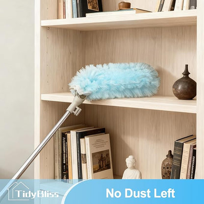 TidyBliss 6 ft Extendable Dusters for Cleaning Compatible with Swiffer, Super Long Handle Dusting Wand Kit with 10 Refills, 360 Degree Heavy Duty Microfibers Dust Removing Tool for Ceiling Fan Wall