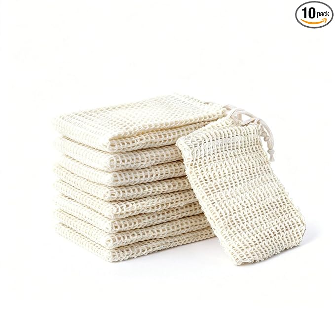 Bar Soap Pouch,10 Packs Sisal Soap Saver bags for Exfoliating, Shower,Scrubber