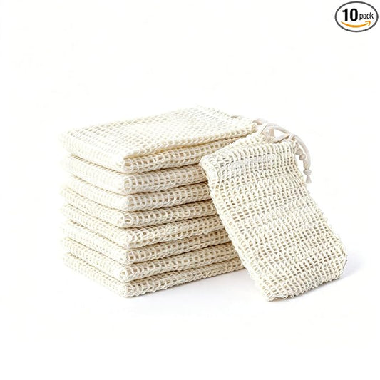 Bar Soap Pouch,10 Packs Sisal Soap Saver bags for Exfoliating, Shower,Scrubber