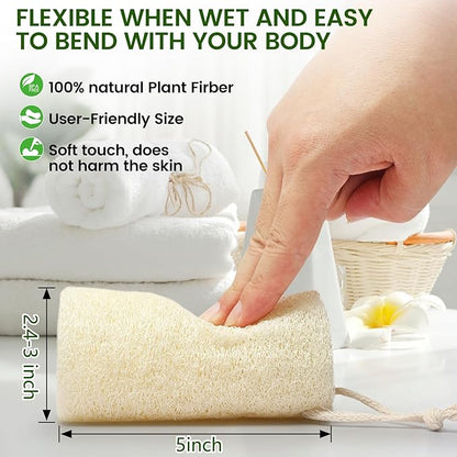 Natural Loofah Exfoliating Body Scrubber,5 Inches Organic Luffa,Real Green Glow Egyptian Shower Loofah Sponge Body Scrubber for Women and Men,Scratch-Free (5 Pack)