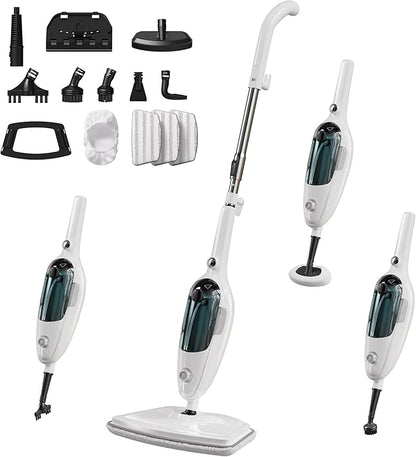 JOYMOOP Steam Mop & Handheld Steam Cleaner, 1100W Electric Steam Cleaner for Home, Fast Heat 20s, Adjustable Steam, Detachable Water Tank, 11 Accessories for Floors, Windows, Clothes