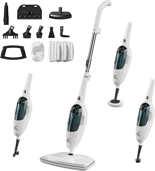 JOYMOOP Steam Mop & Handheld Steam Cleaner, 1100W Electric Steam Cleaner for Home, Fast Heat 20s, Adjustable Steam, Detachable Water Tank, 11 Accessories for Floors, Windows, Clothes