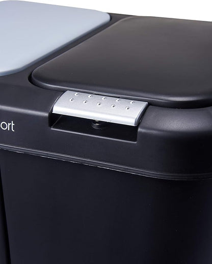 Step N' Sort 2 x 5.5 Gallon, Dual Trash and Recycling Bin with Slow Close Lid,Black,40 Liter,SNS402-B