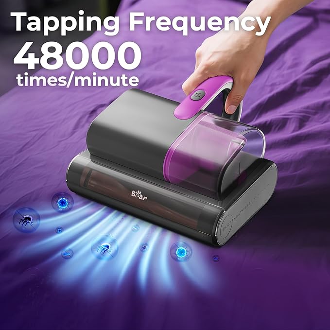 Bear Mattress Vacuum Cleaner, Bed Vacuum Cleaner with 253.7nm UV-C Light, 140°F Heat, HEPA Filter, 15Kpa Strong Suction Versatile Handheld Vacuums for Bed, Sofa, Couch, Dust & Pet Hair(Corded)