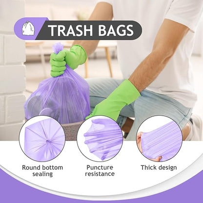 1.2 Gallon/330pcs Strong Trash Bags Colorful Clear Garbage Bags by Teivio, Bathroom Trash Can Bin Liners, Small Plastic Bags for home office kitchen, Multicolor