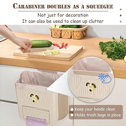 Hanging Trash Can for Kitchen Cabinet Door, 2.64 Gallon Hanging Trash Can with Space-Saving Design, Collapsible Waste Bin for Kitchen,Cabinet Door, Bathroom, RV, Car & Camping (Grey, 10L)