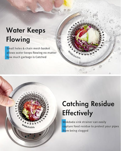2Pack - Revolutionary Kitchen Sink Drain Strainer, Patented Reversible Kitchen Sink Strainer, 304 Stainless Steel Sink Strainer Basket, Anti-Clogging & Handmade, Fit US Standard 3-1/2'' Sink Hole