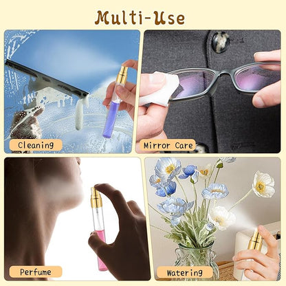 50 Pcs 10ml/0.34oz Fine Mist Glass Bottle Mini Transparent Spray Vials Empty Refillable Perfume Bottles for Cosmetic Perfume Liquid Sample DIY Sprays - Gold Lids