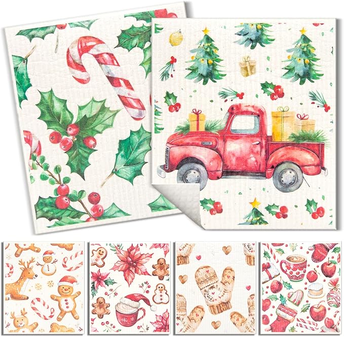 6 Pack Swedish Dishcloths for Kitchen |Watercolor Dish Towels | Reusable Paper Towels Washable | Non-Scratch Cellulose Sponge Cloths | No Odor, Biodegradable, Swedish Cloths, Watercolor