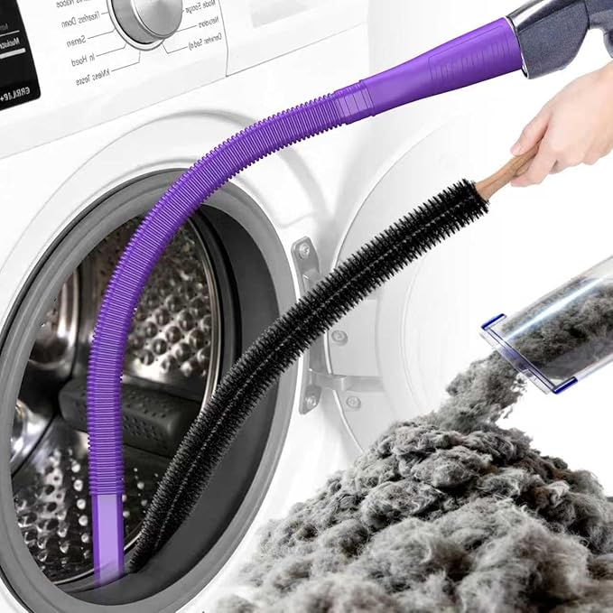 Sealegend Dryer Vent Cleaner Kit - Vacuum Hose Attachment & Lint Brush,Dryer Vacuum Hose Attachment Fit Most Vacuums and Dryer, Refrigerator Coils & Behind Appliances, Purple