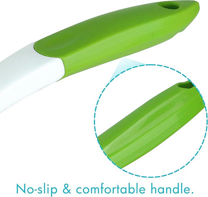 2-Pack Kitchen Green Scrub Brush for Cleaning Dishes Pots Pan Sink and Bathroom with Comfortable Long Handle