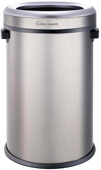 Simpli-Magic 65 Liter / 17 Gallon Open Top Trash Can, Elegant Black Finish
