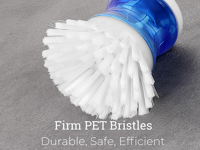 Dish Brush with Soap Dispenser, Firm Bristles Dish Scrubber for Pots, Pans & Sink Cleaning, 2 Pack