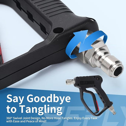 SEPLY Pressure Washer Short Gun, 5000 PSI/10.5 GPM High Power Washer Spray Gun with 3/8'' Swivel Quick and M22-14mm Connect for Foam Cannon Car Wash