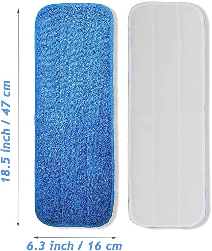 Microfiber Mop Pads, 18.5 x 6.3 Inch Reusable and Washable Spray Mop Pads, Wet and Dry Household Mop Pad Replacement, Set of 12(Blue)