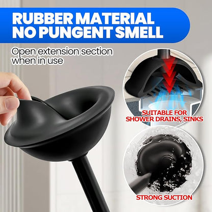 2Pack 2 in 1 Toilet Brush and Plunger Set, Extended Handle Plunger,Toilet Bowl Brush Plunger Set,Bathroom Cleaning Tools,Cleaning Brush,Toilet Brush Plunger Combo(Bright Black)